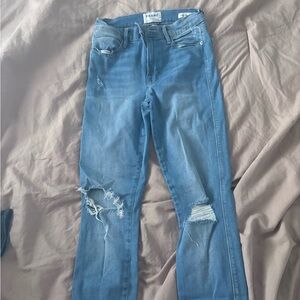 Frame Denim Light Blue Straight-Leg Distressed Jeans